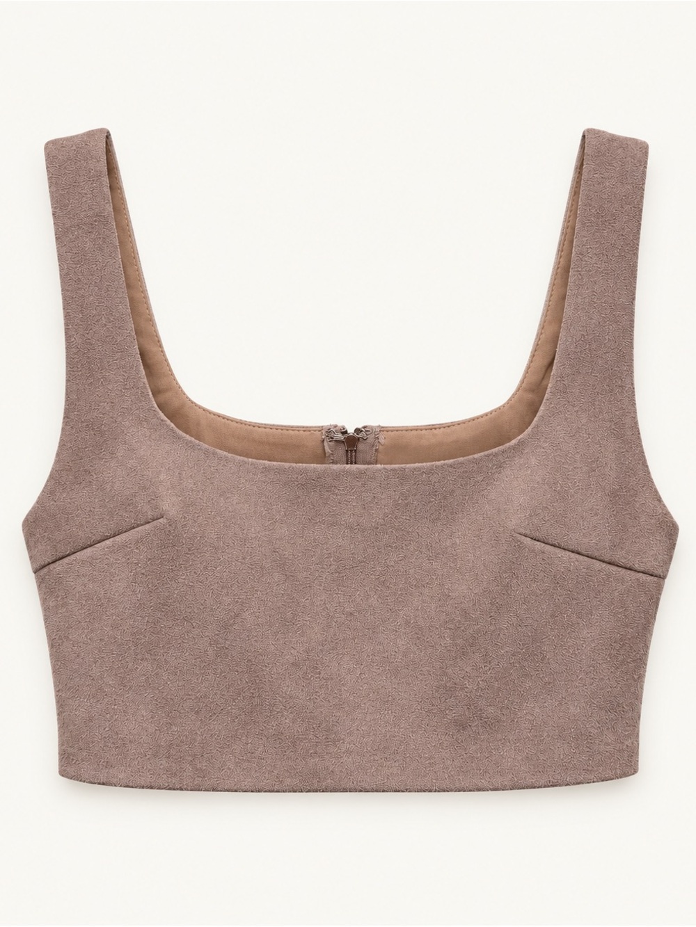 AKIRA Rose Suede Square-Neck Crop Top